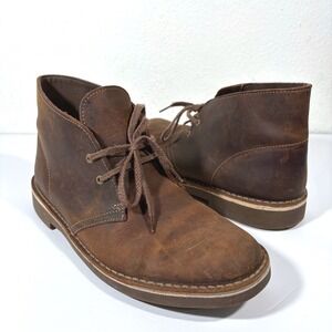 Clarks Bushacre 2 Size 8.5 Desert Boots Mens Brown Leather Lace Up Chukka